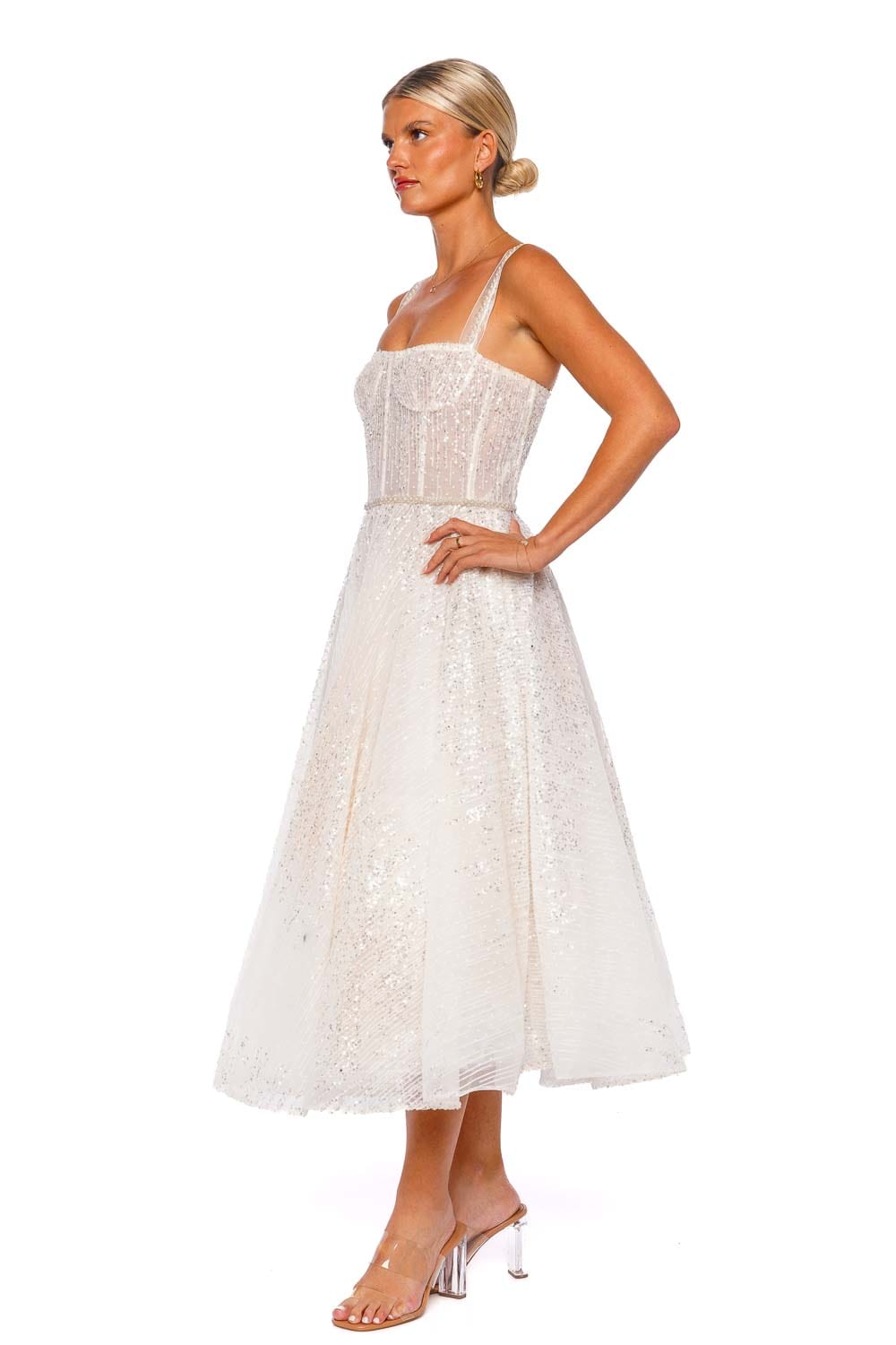 Bronx and Banco Mademoiselle Embellished Bridal Midi Dress