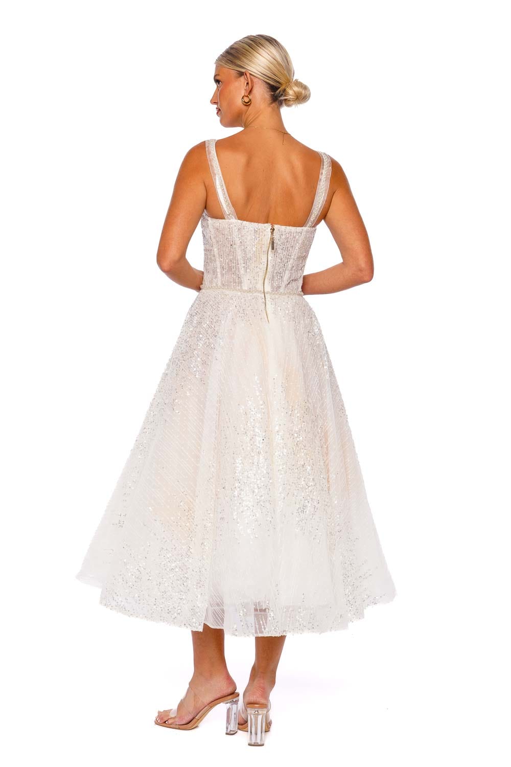 Bronx and Banco Mademoiselle Embellished Bridal Midi Dress