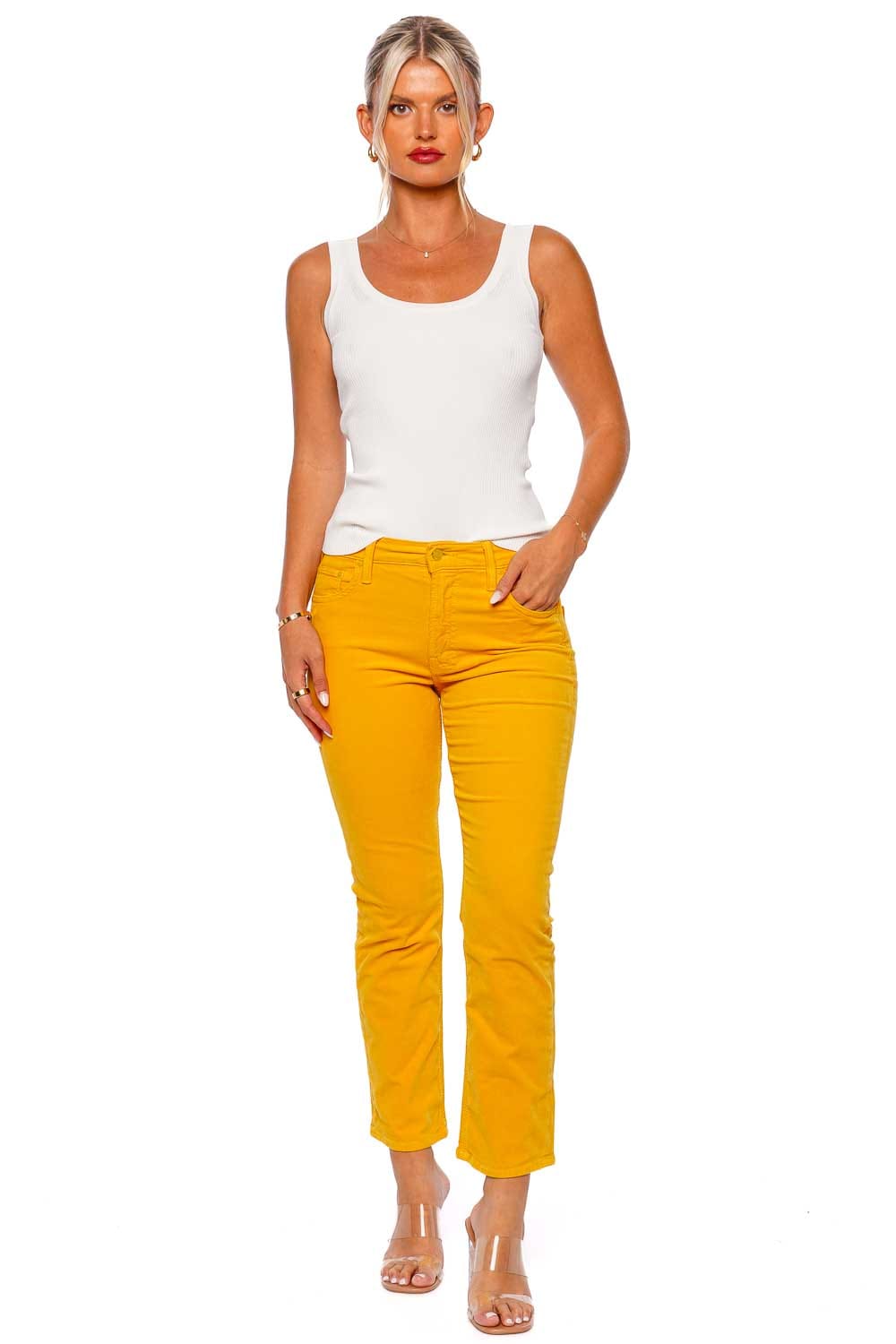 MOTHER Denim The Mid Rise Rider Ankle Golden Glow Jeans