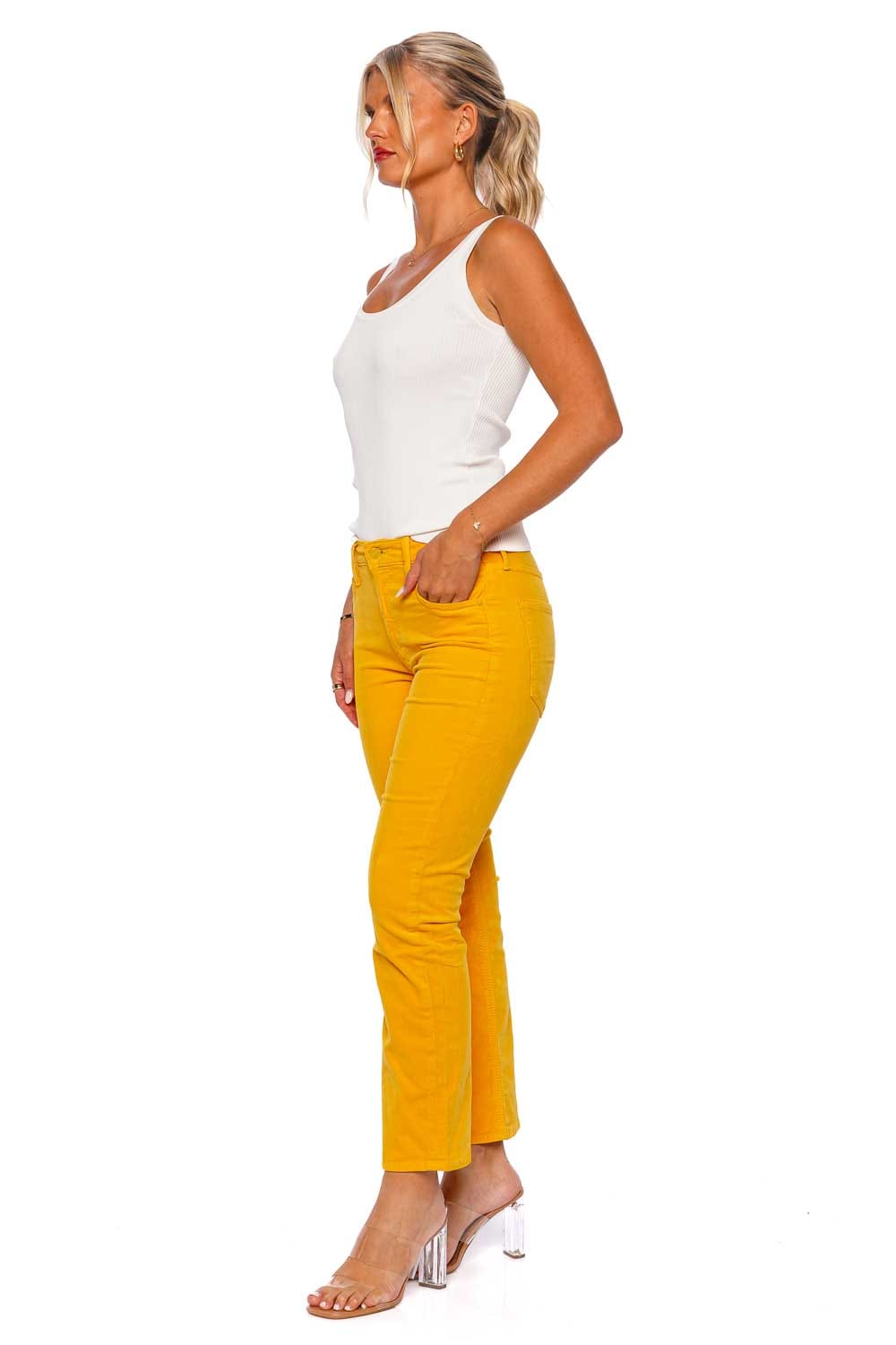 MOTHER Denim The Mid Rise Rider Ankle Golden Glow Jeans
