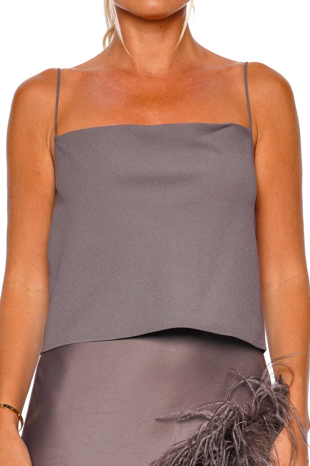 LAPOINTE Steel Pebble Crepe Bias Cami