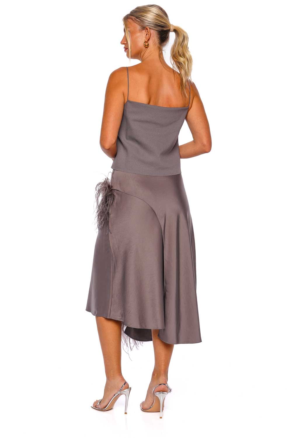 LAPOINTE Steel Pebble Crepe Bias Cami