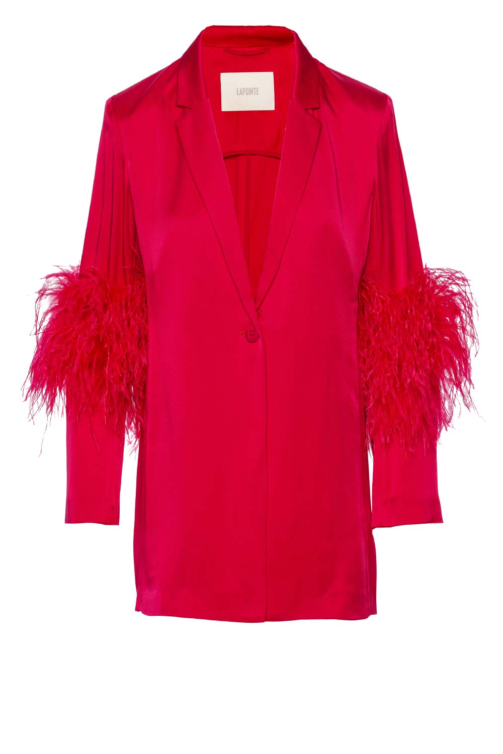 LAPOINTE Cerise Doubleface Satin Feathered Blazer