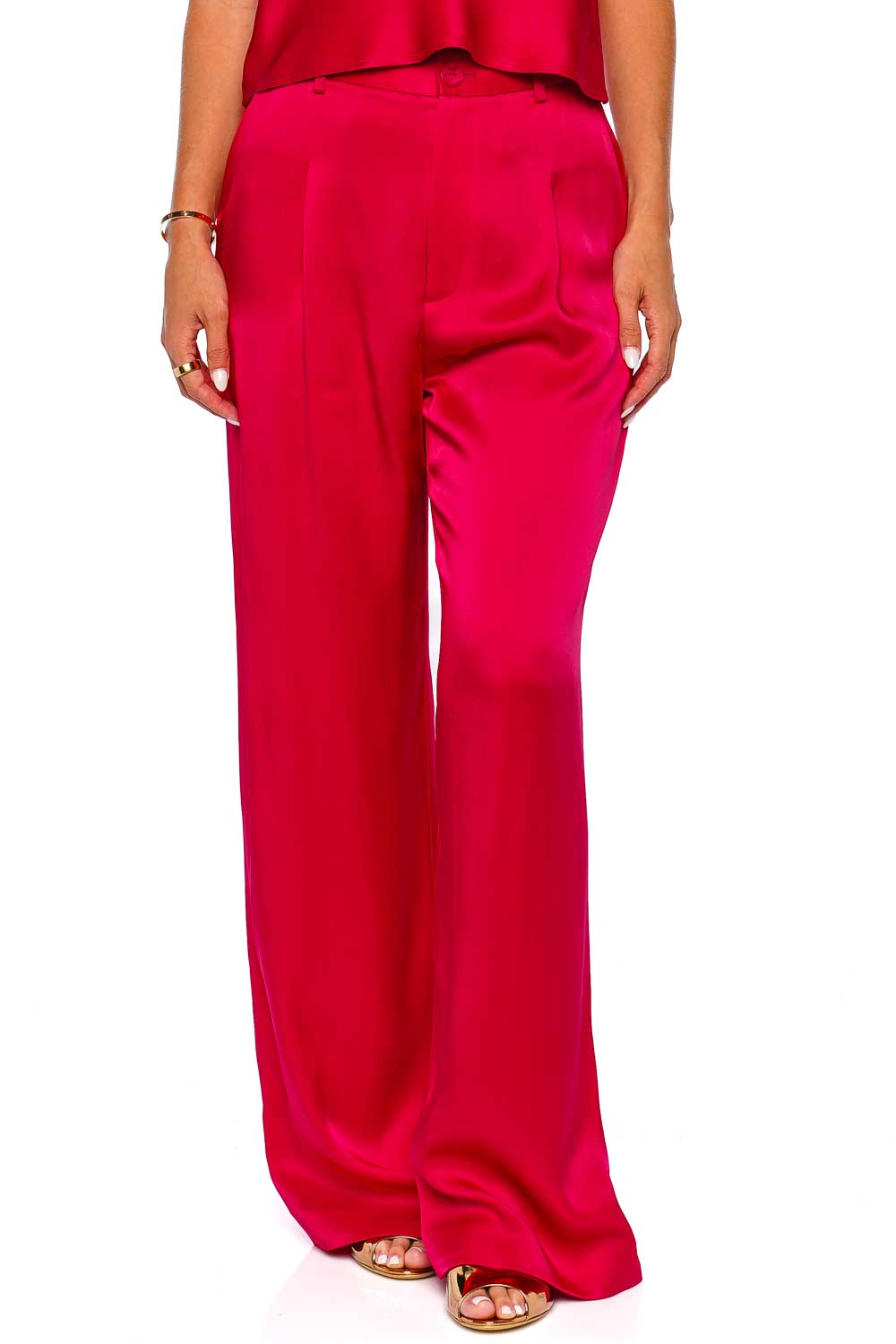 LAPOINTE Doubleface Satin Relaxed Pleated Pant R3237088OJA Cerise