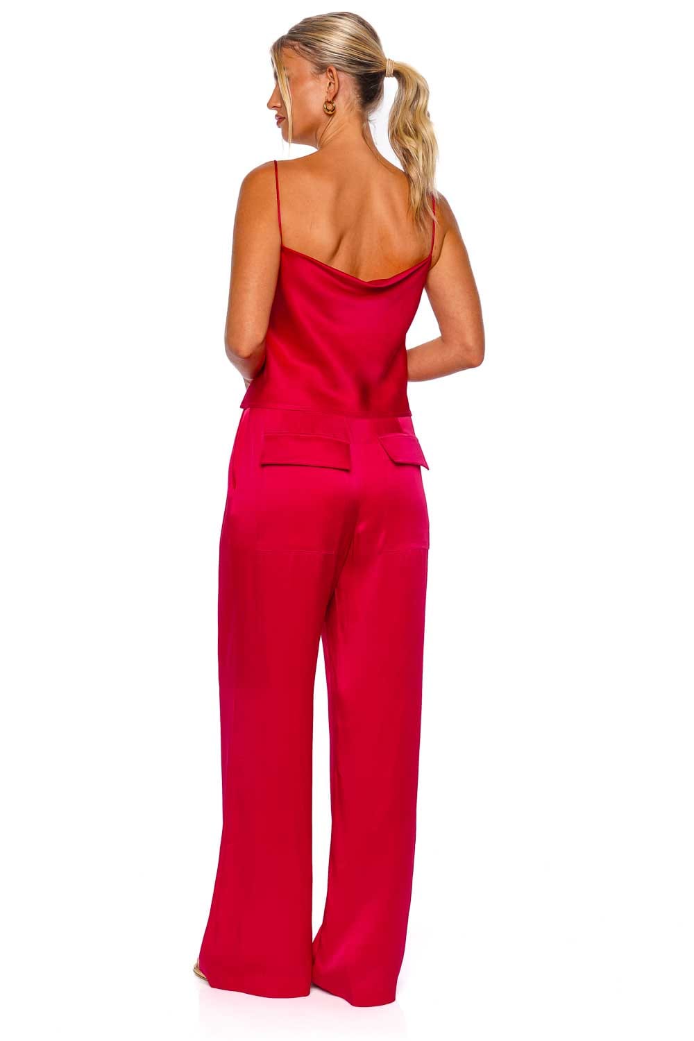 LAPOINTE Doubleface Satin Relaxed Pleated Pant R3237088OJA Cerise