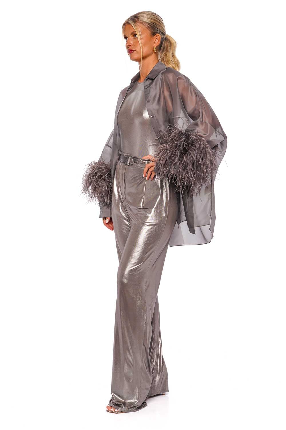 LAPOINTE Organza Oversized Shirt W Ostrich R3232196AGC Steel
