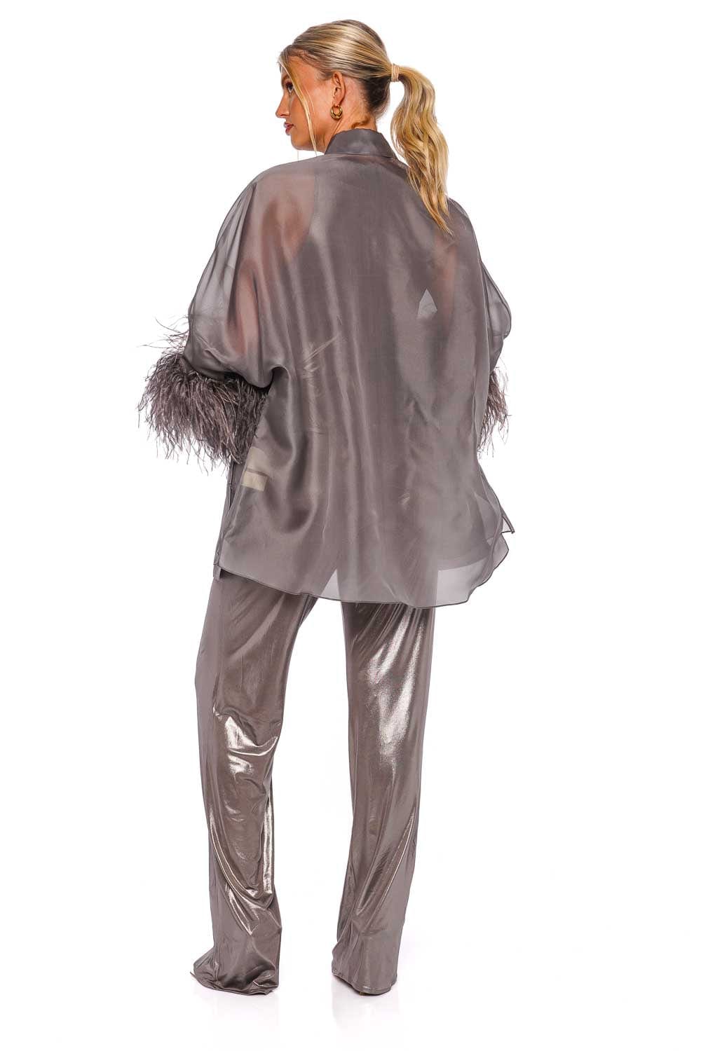 LAPOINTE Organza Oversized Shirt W Ostrich R3232196AGC Steel