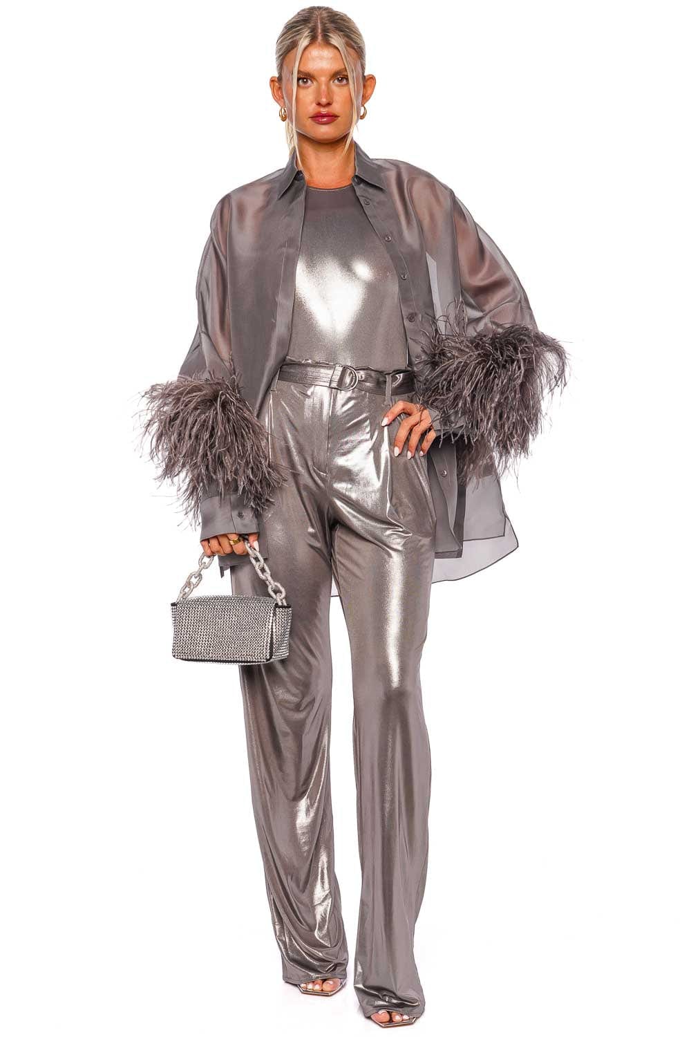 LAPOINTE Organza Oversized Shirt W Ostrich R3232196AGC Steel