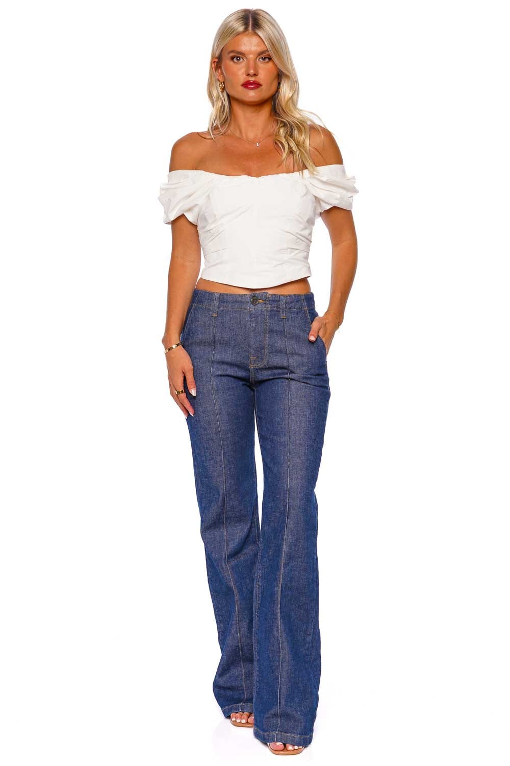 A.L.C. Nora White Off Shoulder Bustier Top
