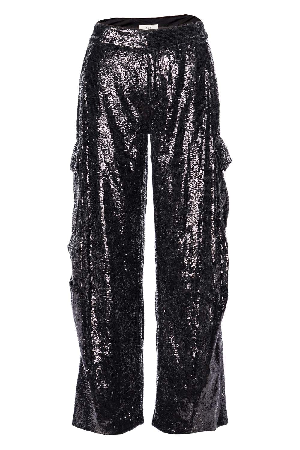 A.L.C. Megan Black Sequined Cargo Pants