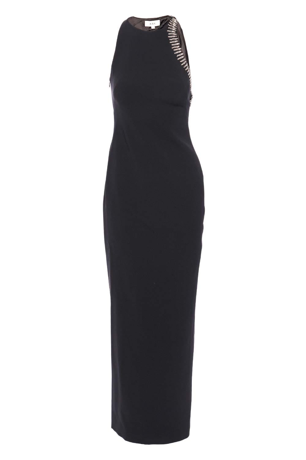 A.L.C. Skyler Black Crystal Embellished Sleeveless Gown