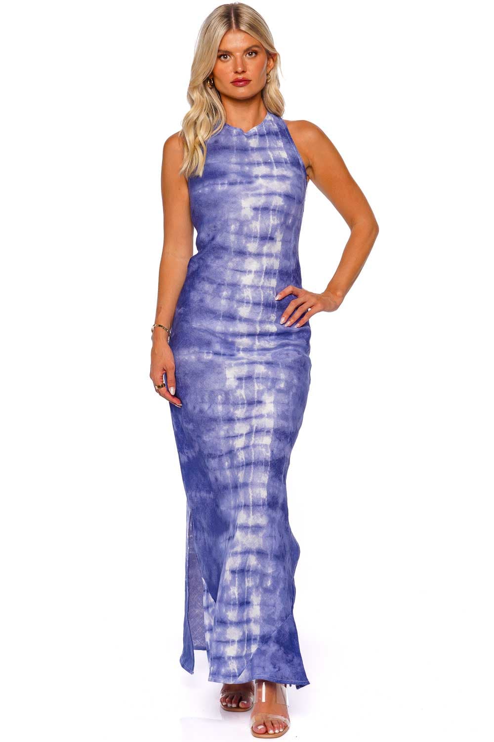 Faithfull The Brand Lobo Slate Tie Dyed Linen Maxi Dress