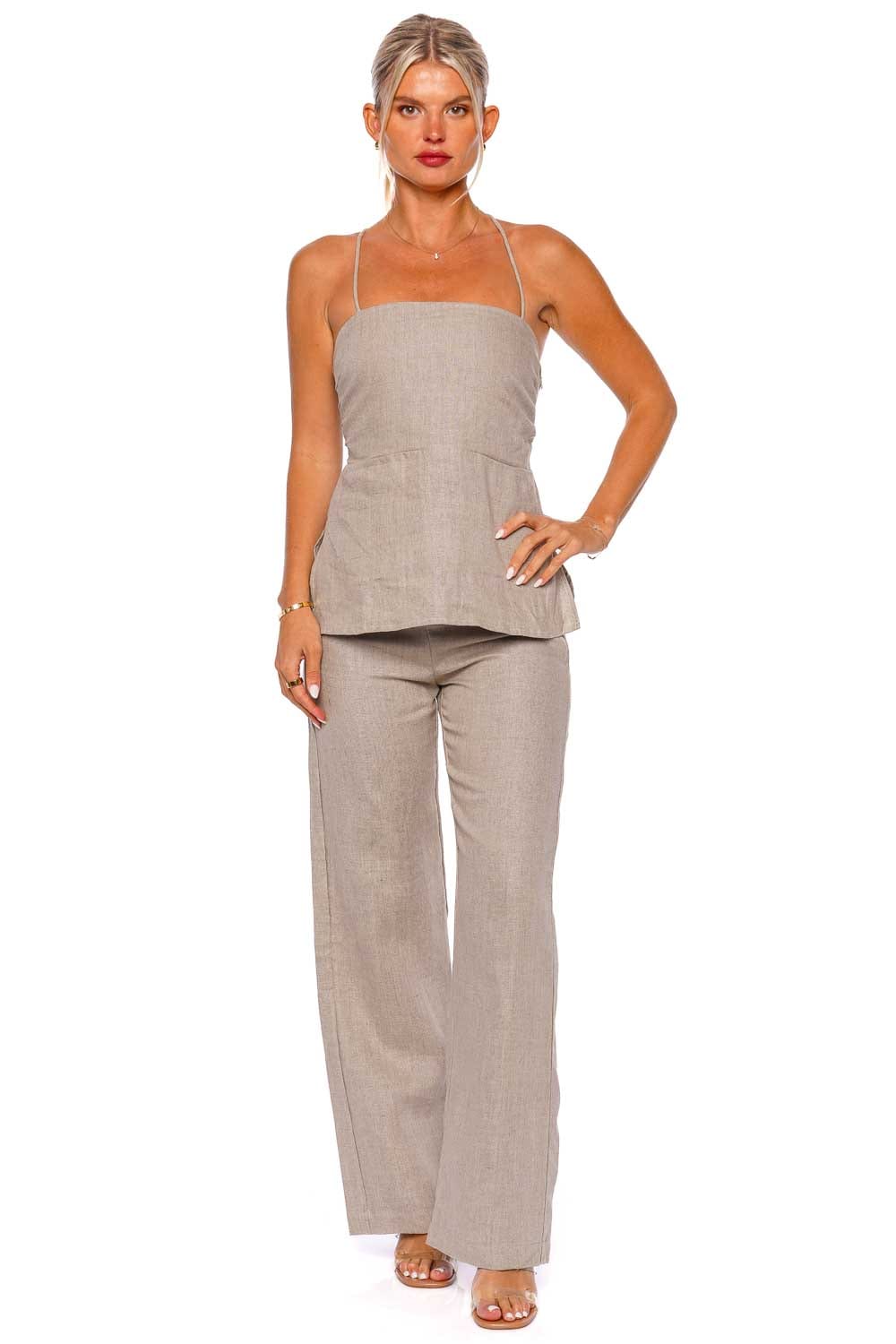 Faithfull The Brand Vincente Natural Linen Straight Leg Pant