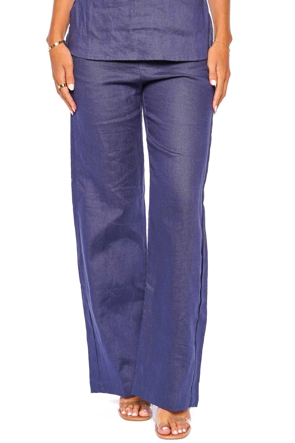Faithfull The Brand Vincente Slate Linen Straight Leg Pant