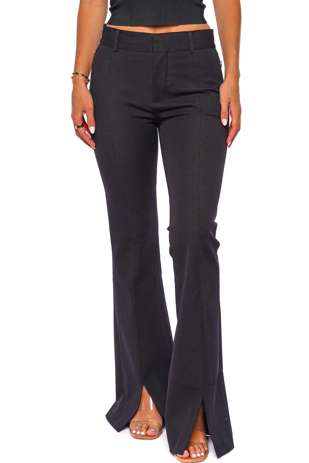 FRAME Le High Noir Split Front Trousers