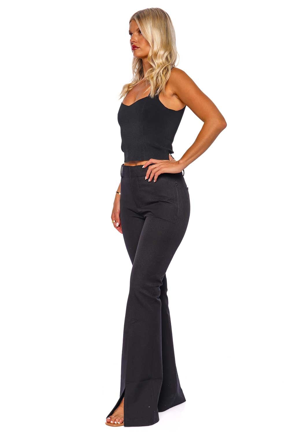 FRAME Le High Noir Split Front Trousers