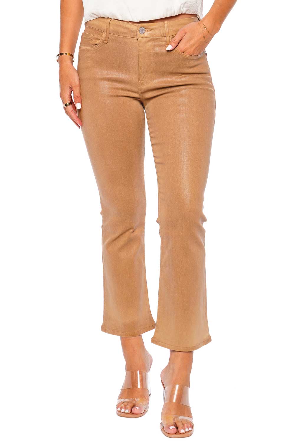 FRAME Le Crop Mini Bootcut Coated Jeans