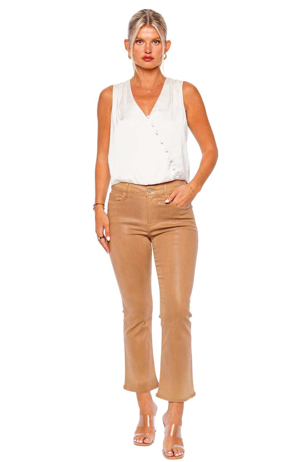 FRAME Le Crop Mini Bootcut Coated Jeans