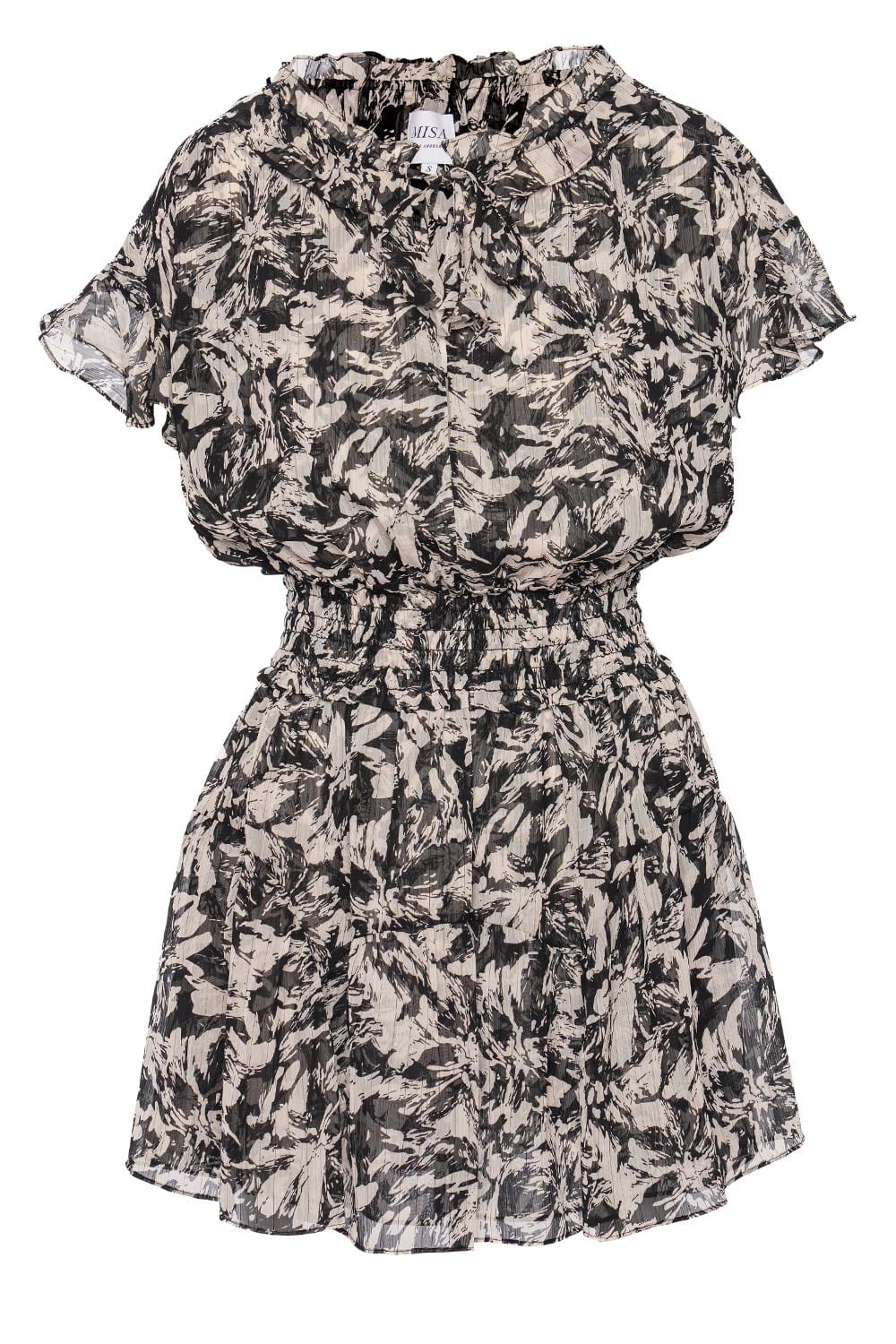 MISA LOS ANGELES Natalia Ruffled Tonal Abstract Mini Dress