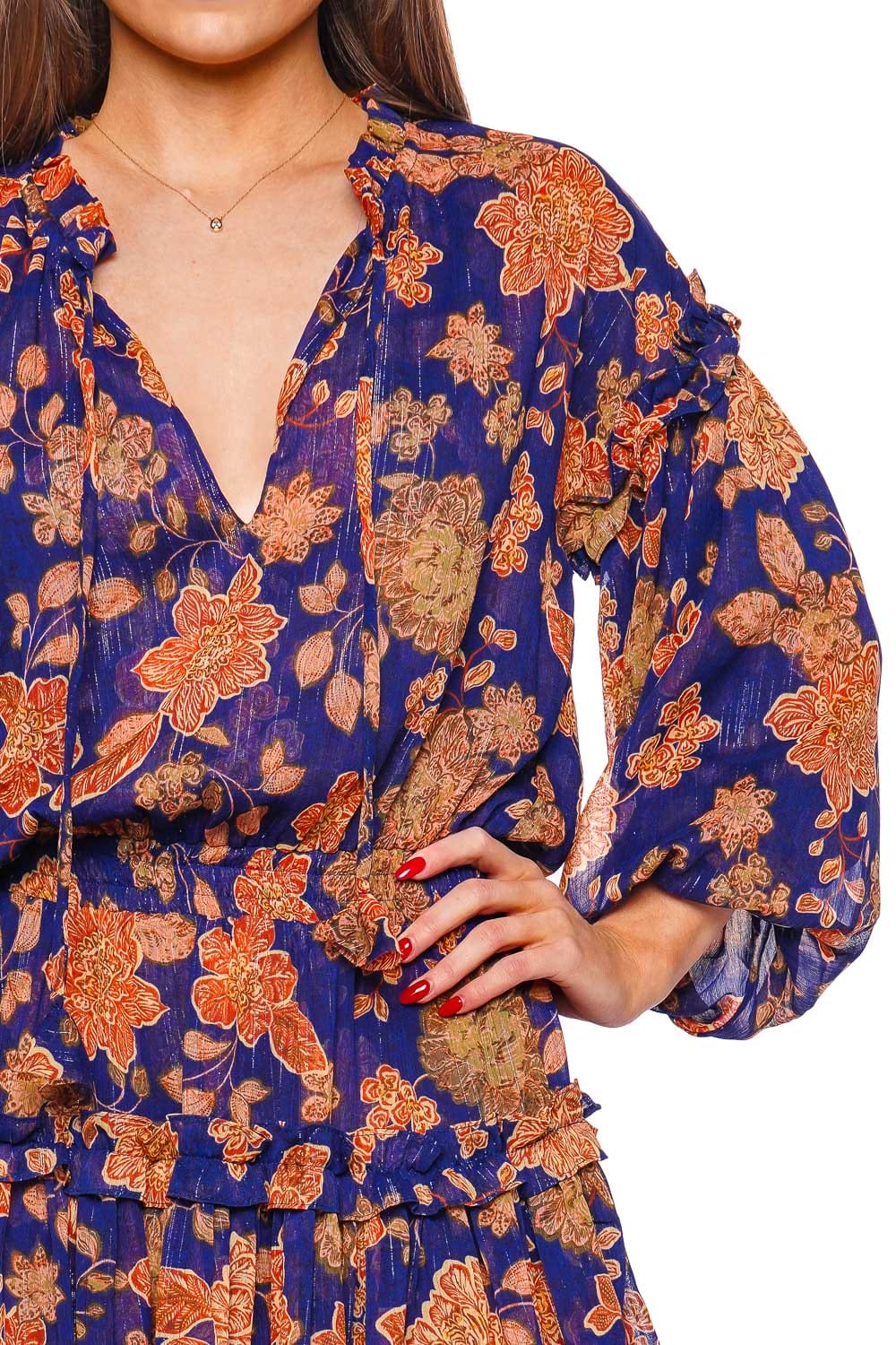 MISA LOS ANGELES Elena Blue Marigold Flora Mini Dress