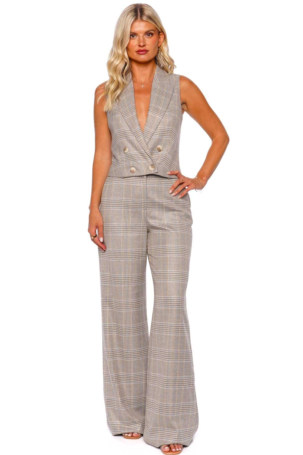 L'AGENCE PILAR WIDE LEG PANT 2625NOR IVORY/NEUTRAL MULTI