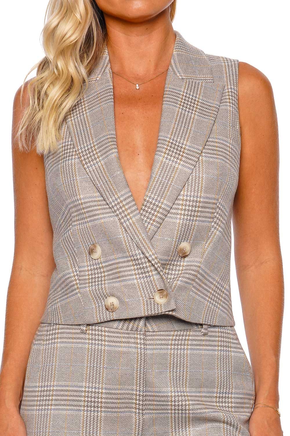 L'AGENCE FABLE DBL BREASTED VEST 1690NOR IVORY/NEUTRAL MULTI