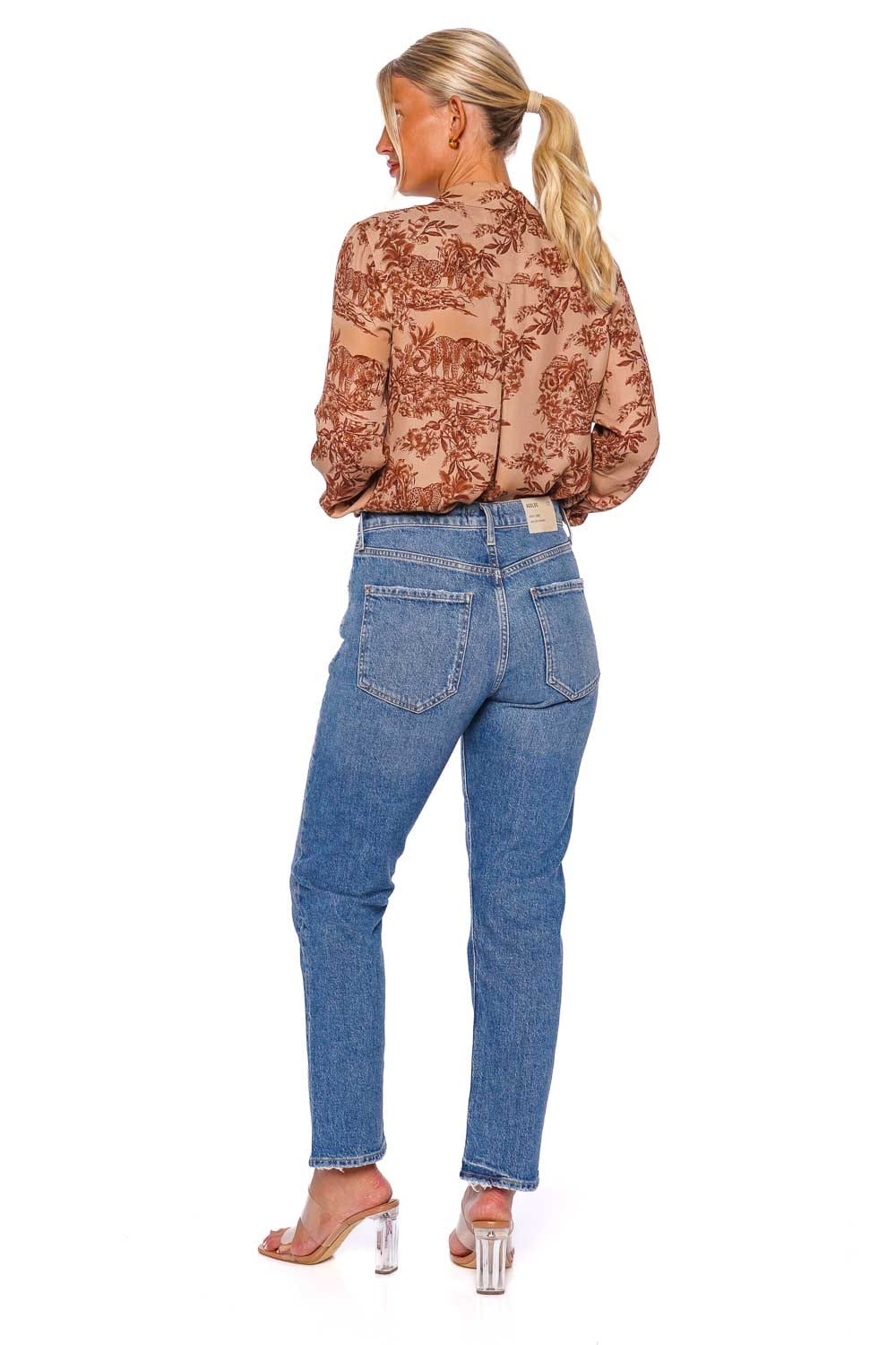 L'AGENCE Nina Printed Silk Button Down Blouse