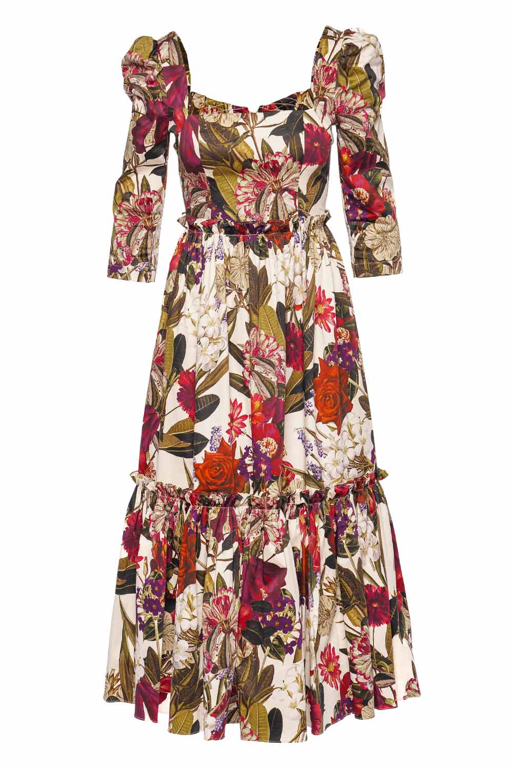 Cara Cara Blue Hill Floral Cotton Sateen Maxi Dress