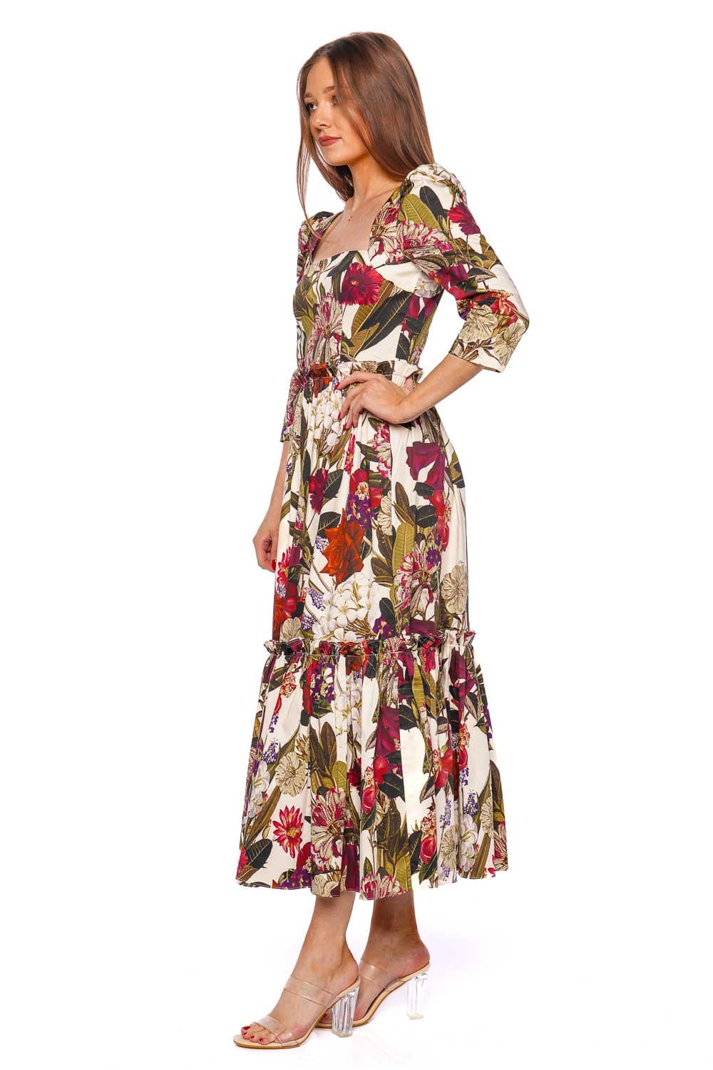 Cara Cara Blue Hill Floral Cotton Sateen Maxi Dress