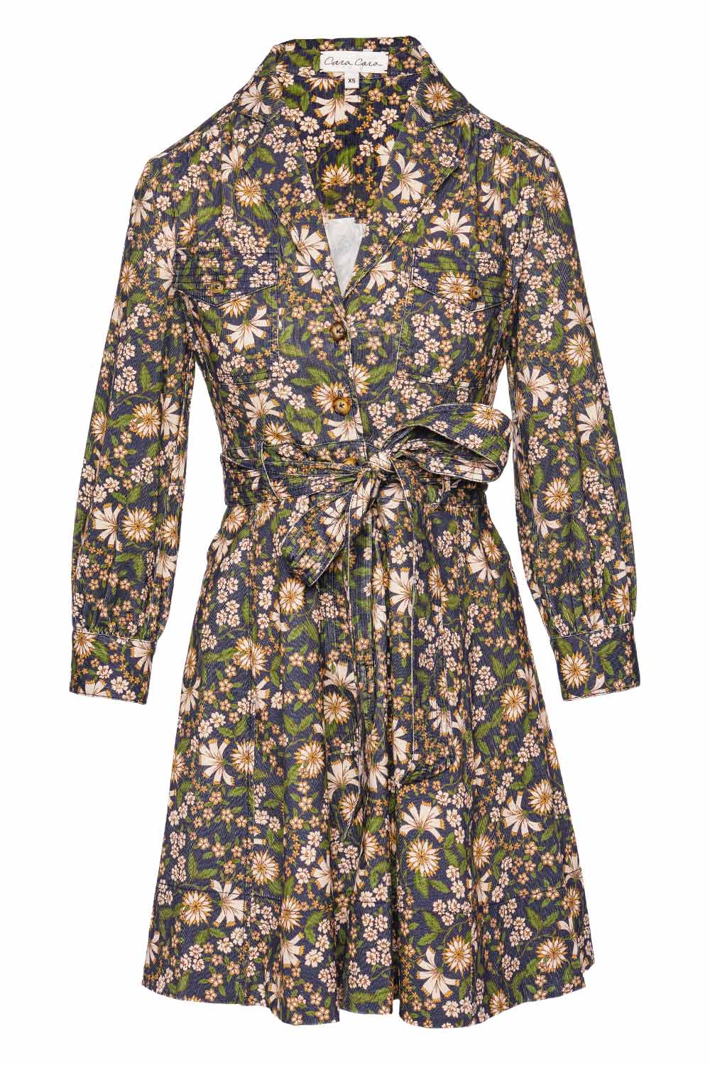 Cara Cara Leona Floral Corduroy Belted Mini Dress