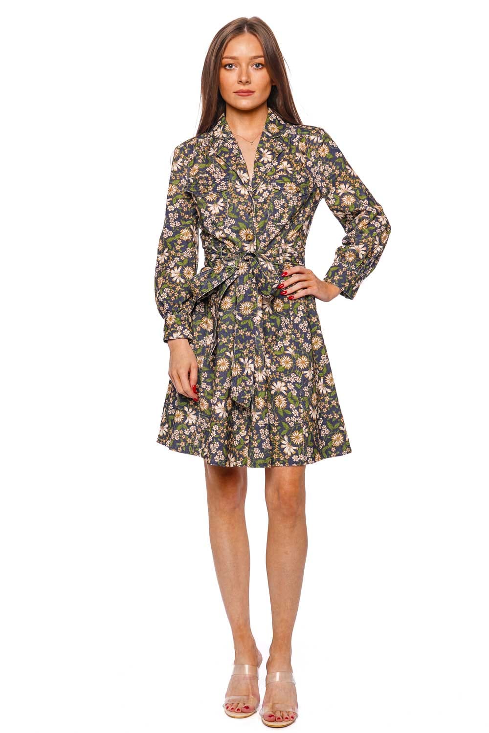 Cara Cara Leona Floral Corduroy Belted Mini Dress