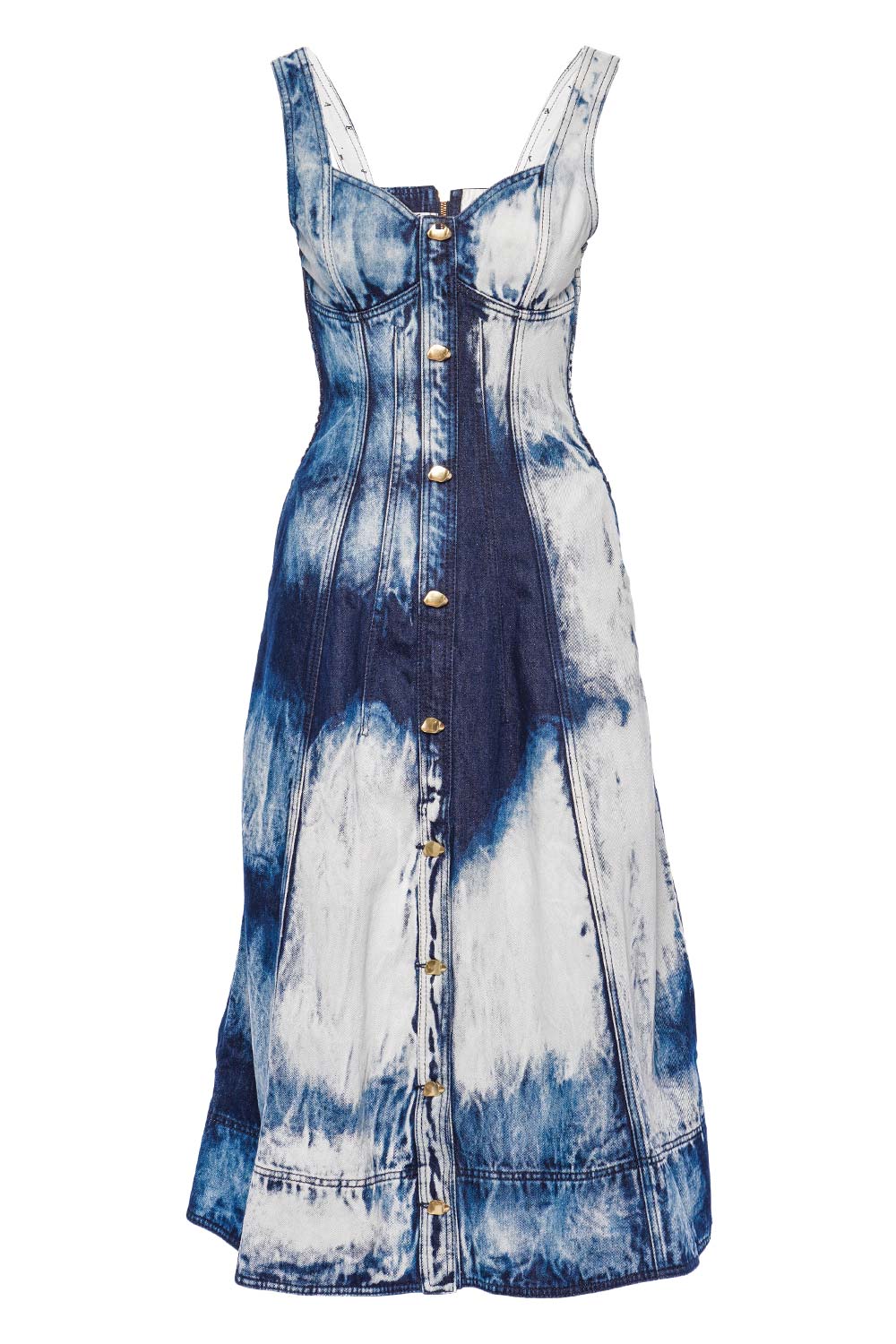 Aje. Enigma Tie Dye Denim Midi Dress