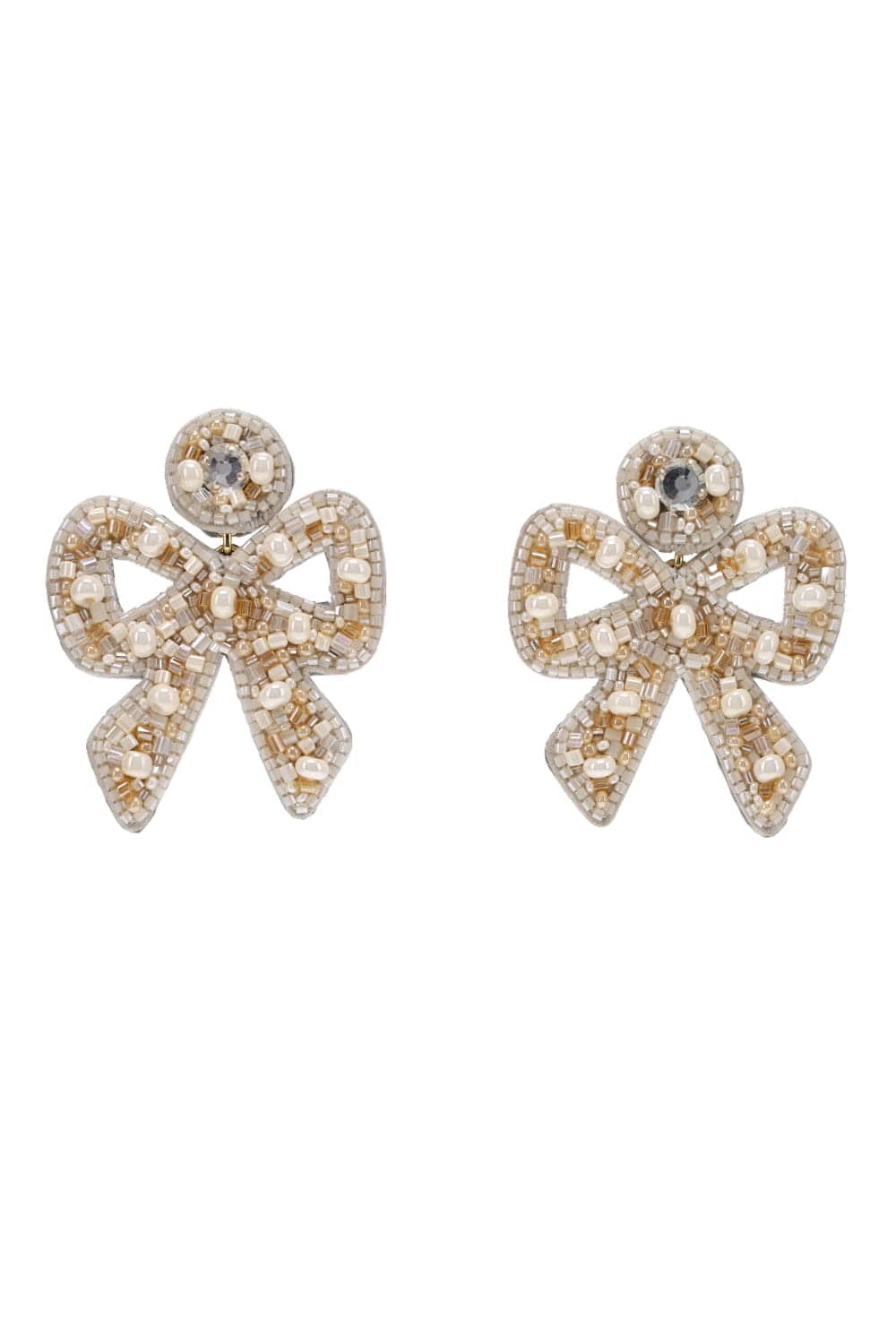 Mignonne Gavigan Lorraine White Beaded Bow Earrings