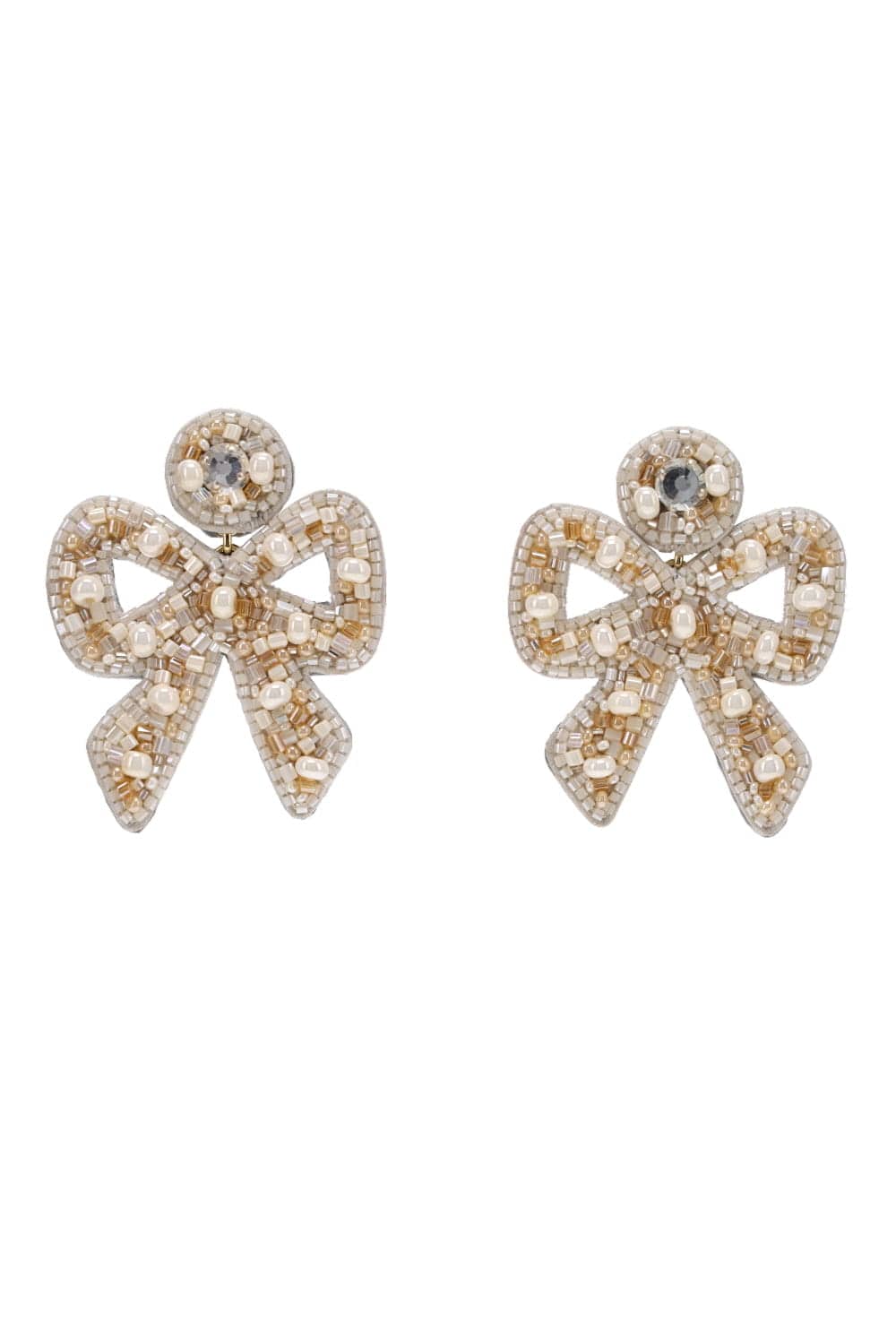 Diamond Bow Earrings on 14K White Gold