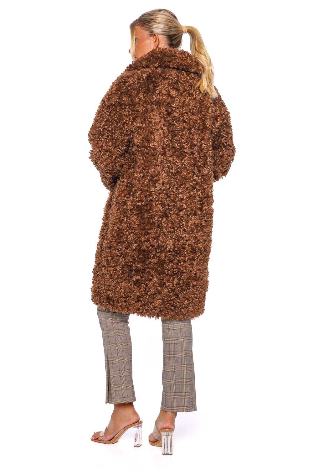 STAND STUDIO Camille Brown Faux Fur Cocoon Coat