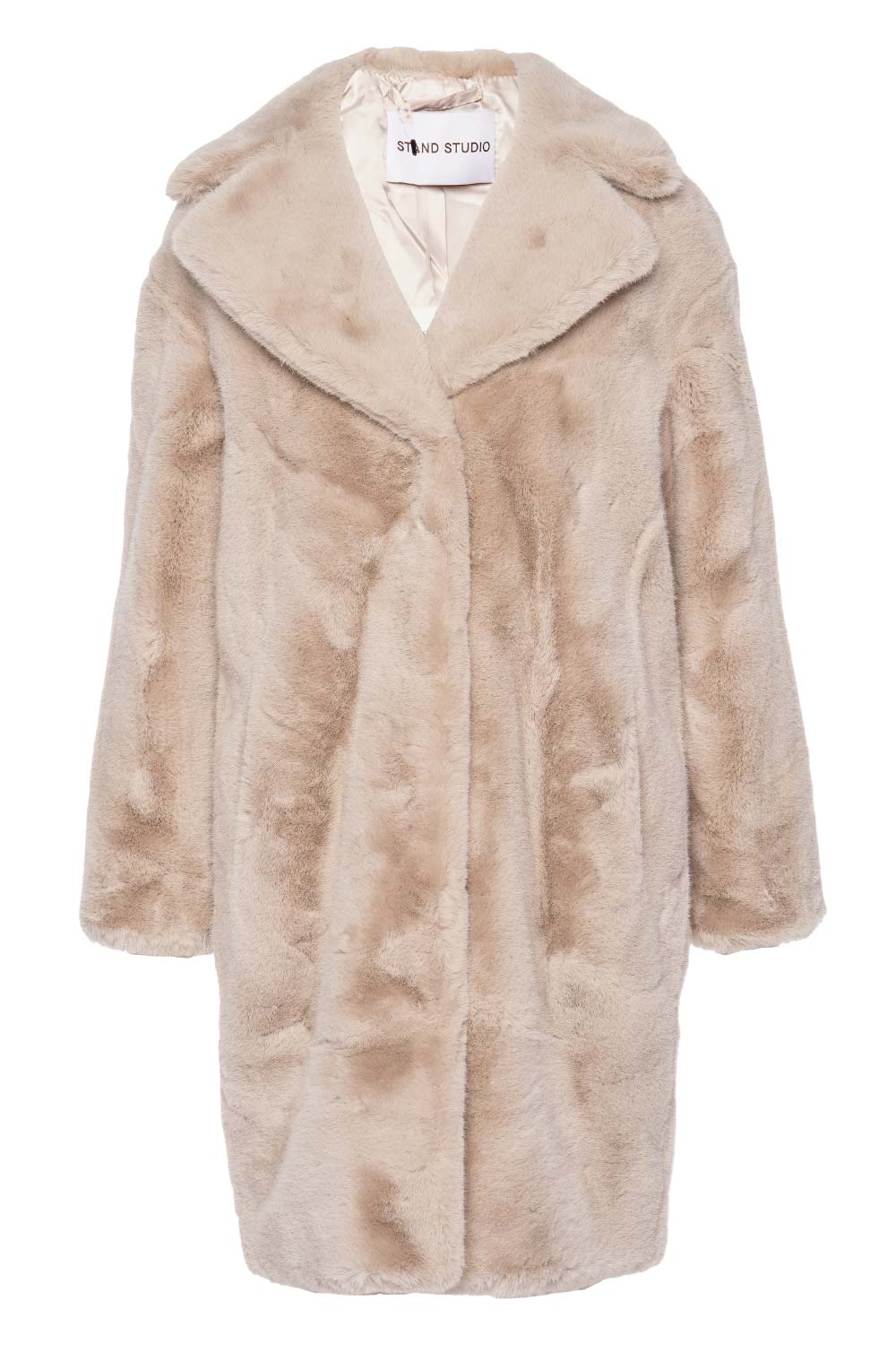 STAND STUDIO Camille Ecru Faux Fur Cocoon Coat