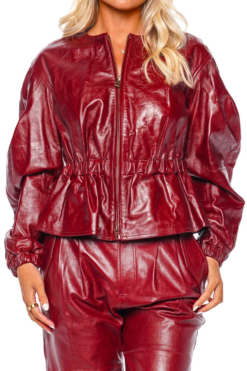 Ulla Johnson Briar Mahogany Cinched Leather Jacket