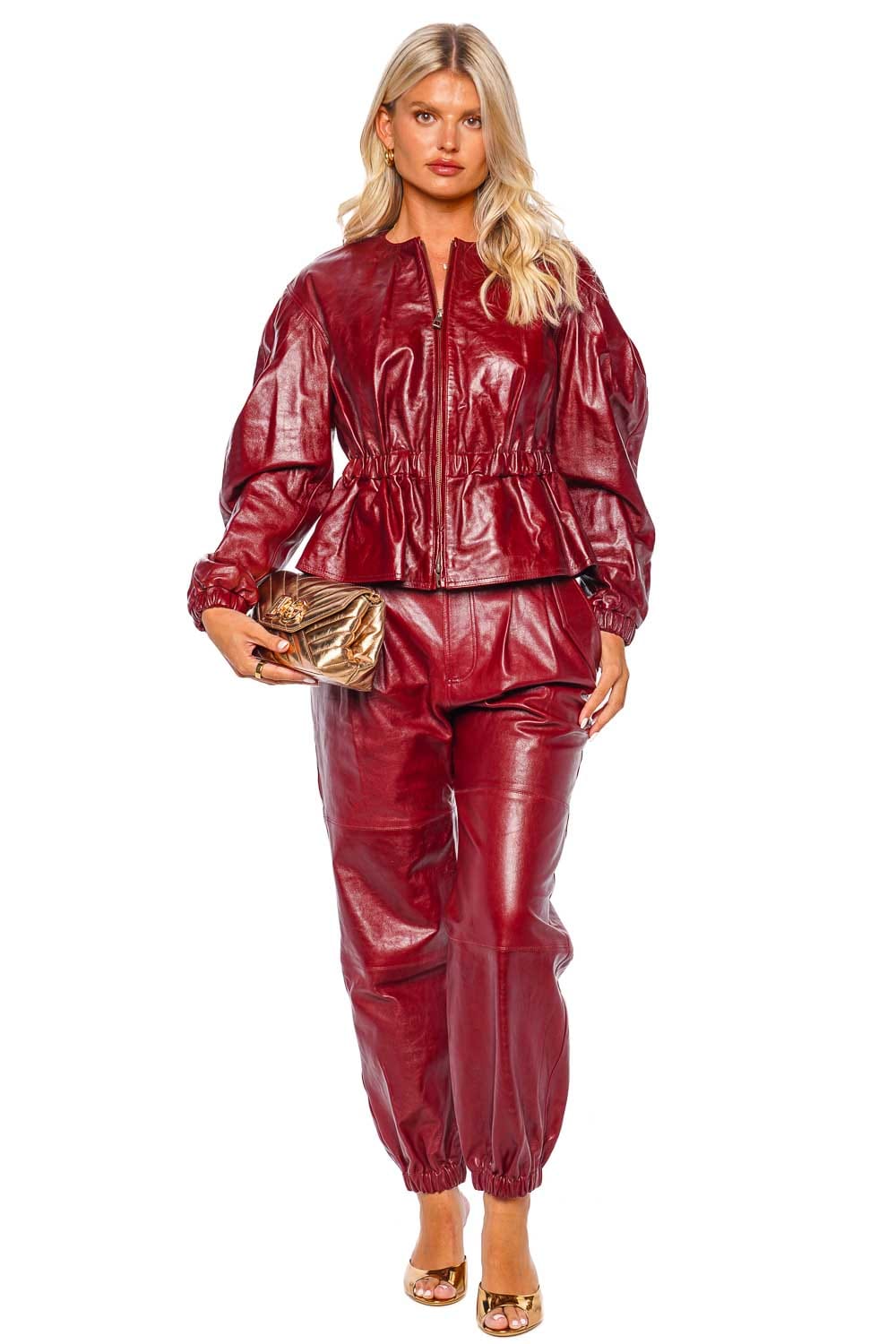 Ulla Johnson Briar Mahogany Cinched Leather Jacket