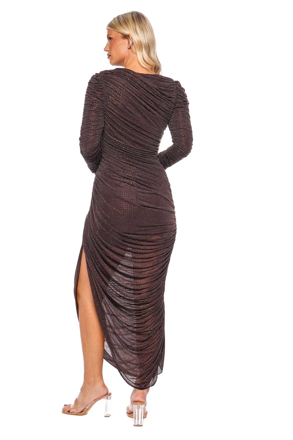SIMKHAI Sanders Ruched Long Sleeve Maxi Dress