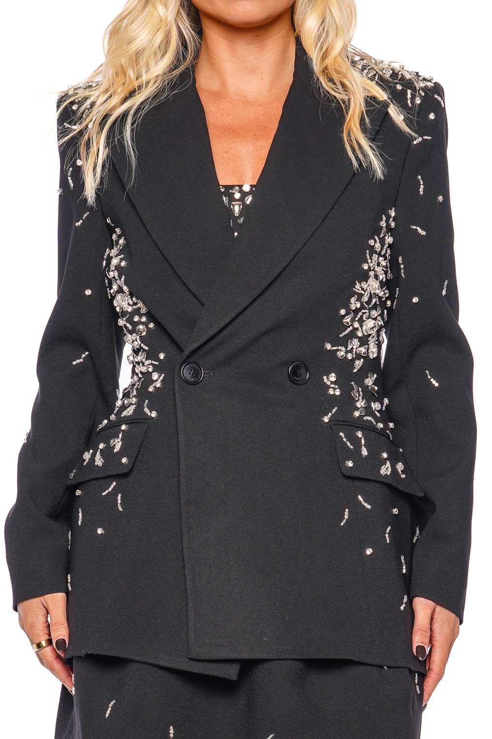 SIMKHAI Getty Embellished Single Breasted Blazer