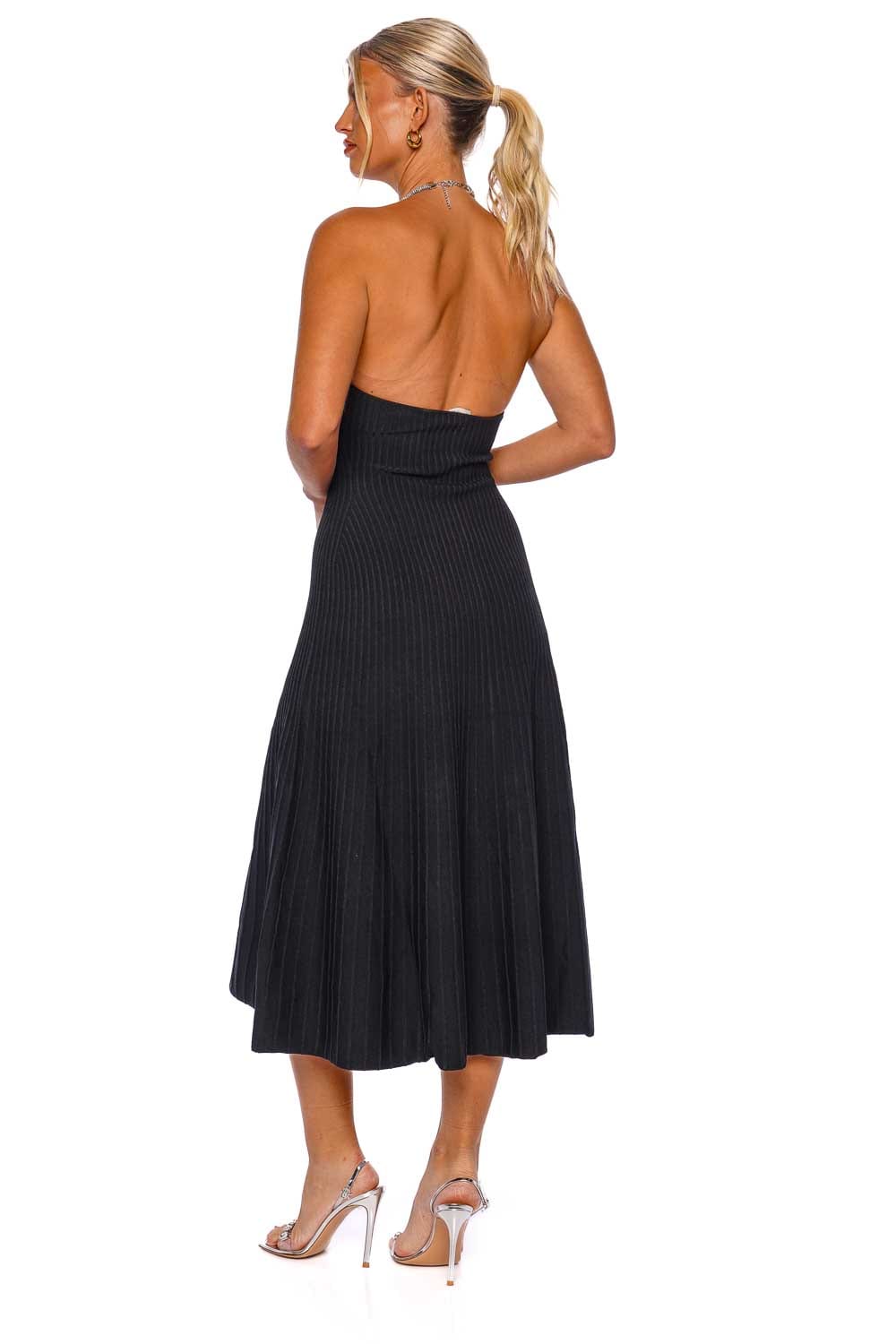 SIMKHAI Sadira Crystal Halter Midi Dress