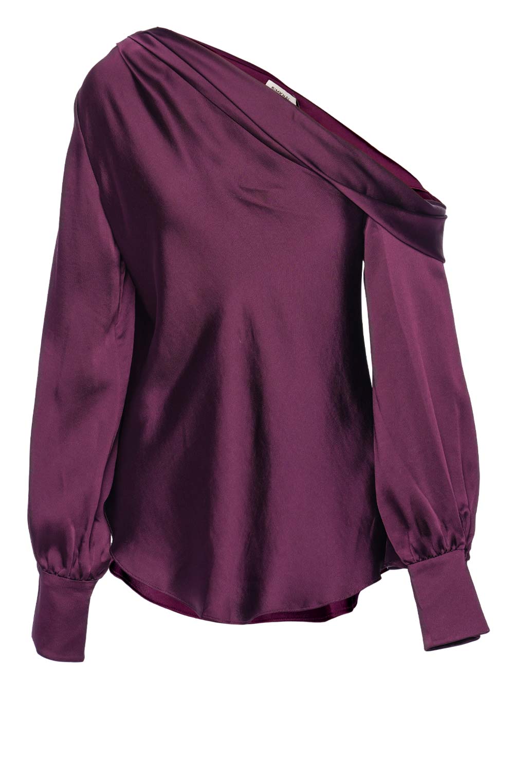 SIMKHAI Alice Plum One Shoulder Satin Top