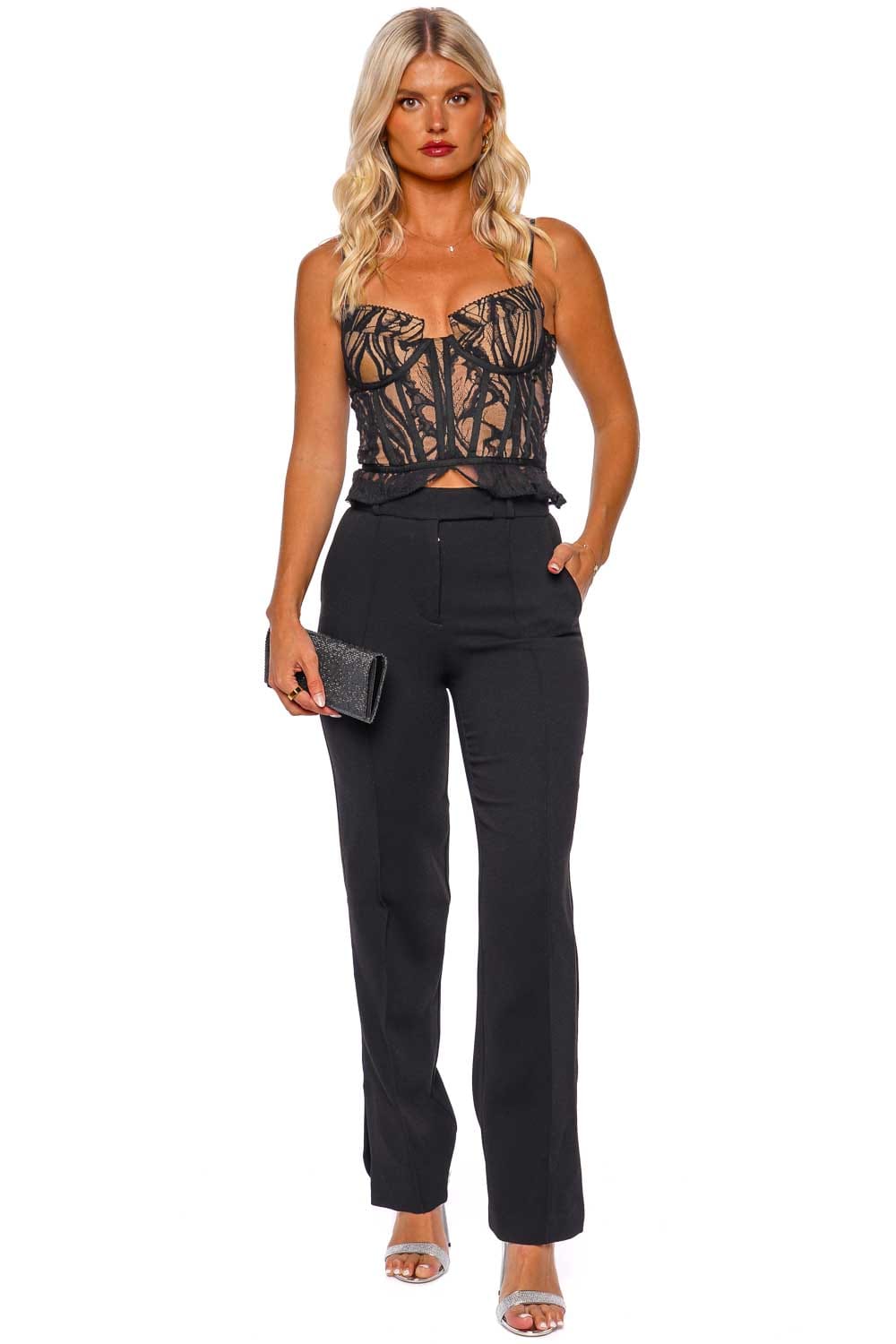 SIMKHAI DALILA LACE BUSTIER 523-2142-X BLACK