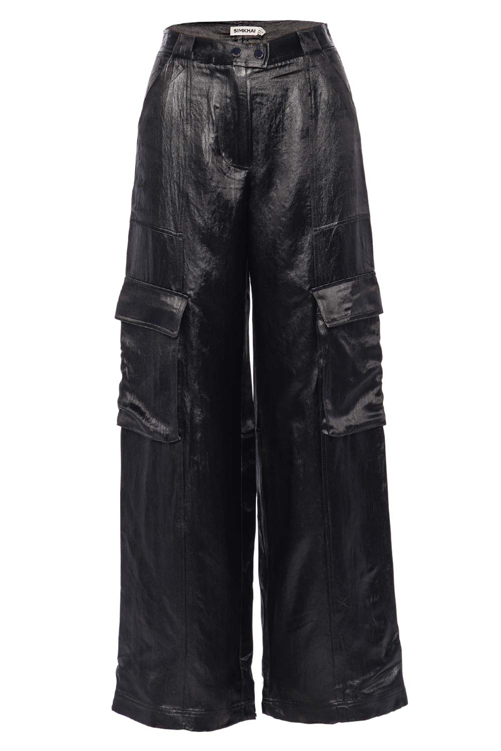 SIMKHAI Beatriz Black Wide Leg Cargo Pants