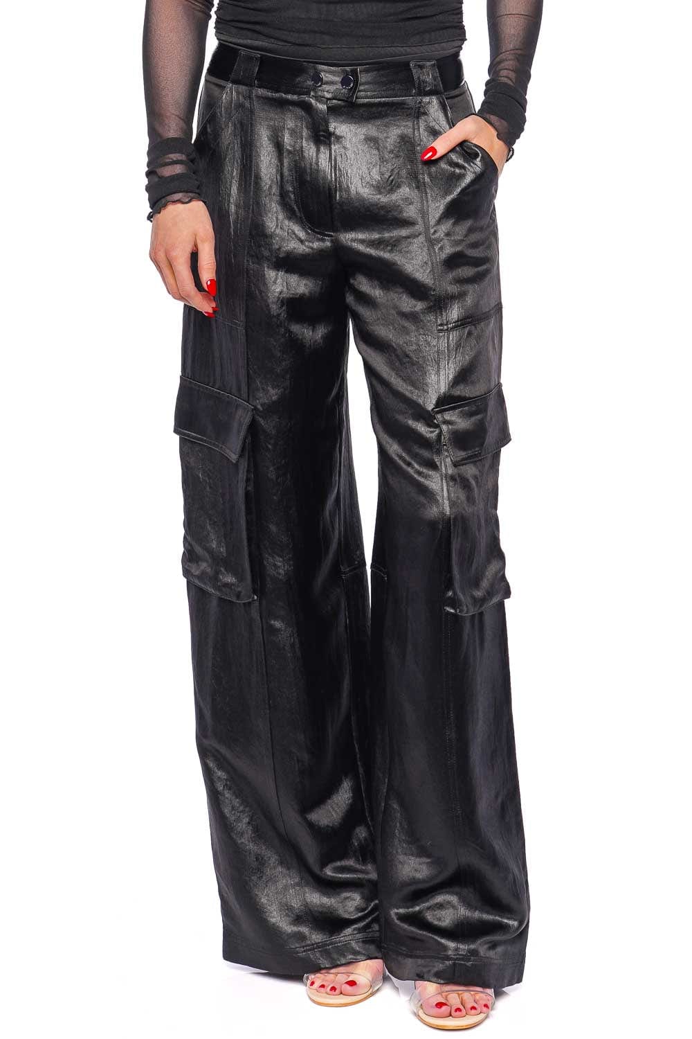 SIMKHAI Beatriz Black Wide Leg Cargo Pants