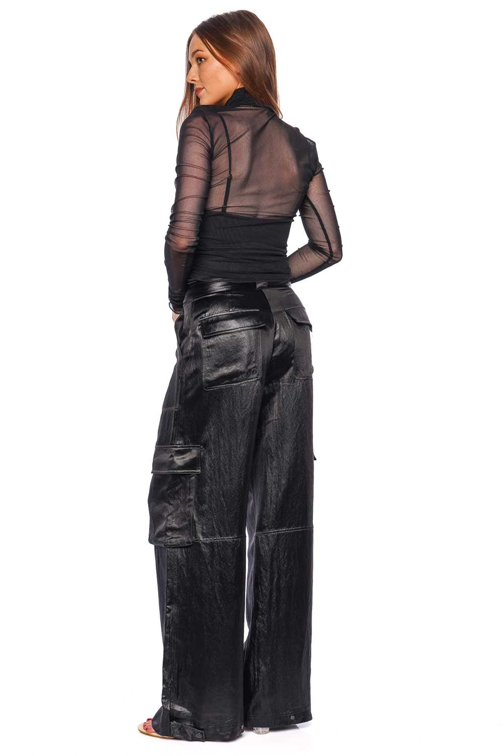 SIMKHAI Beatriz Black Wide Leg Cargo Pants