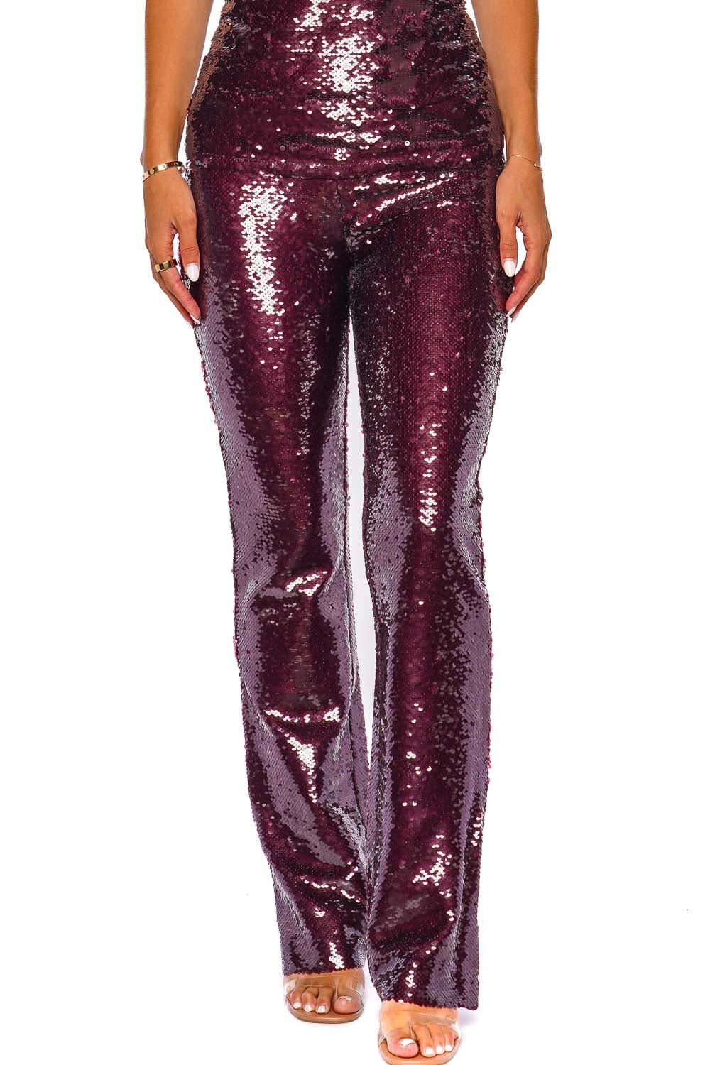 SIMKHAI LILITA SEQUIN PANT 523-4074-SP MANGOSTEEN