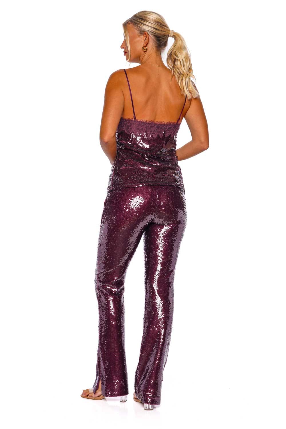 SIMKHAI LILITA SEQUIN PANT 523-4074-SP MANGOSTEEN