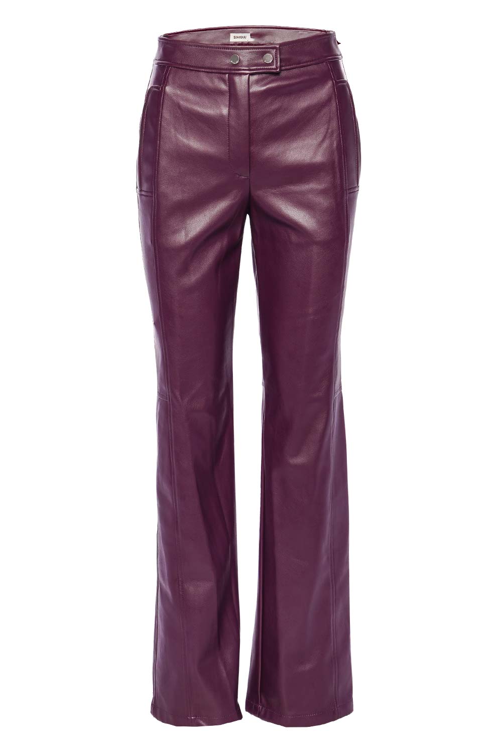SIMKHAI Dahlia Plum Vegan Leather Straight Leg Pants