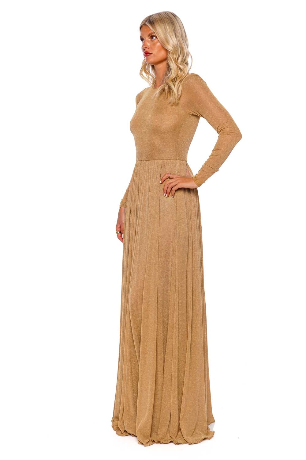 ZIMMERMANN Lyrical Gold Lurex Long Sleeve Gown